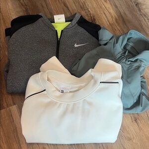 Nike Gray, White, and Blue Apparel Set